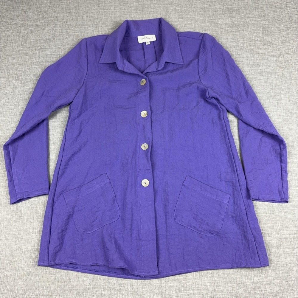 Peck & Peck Tunic Shirt Womens S Purple Collared Long Sleeve Button-Up Top